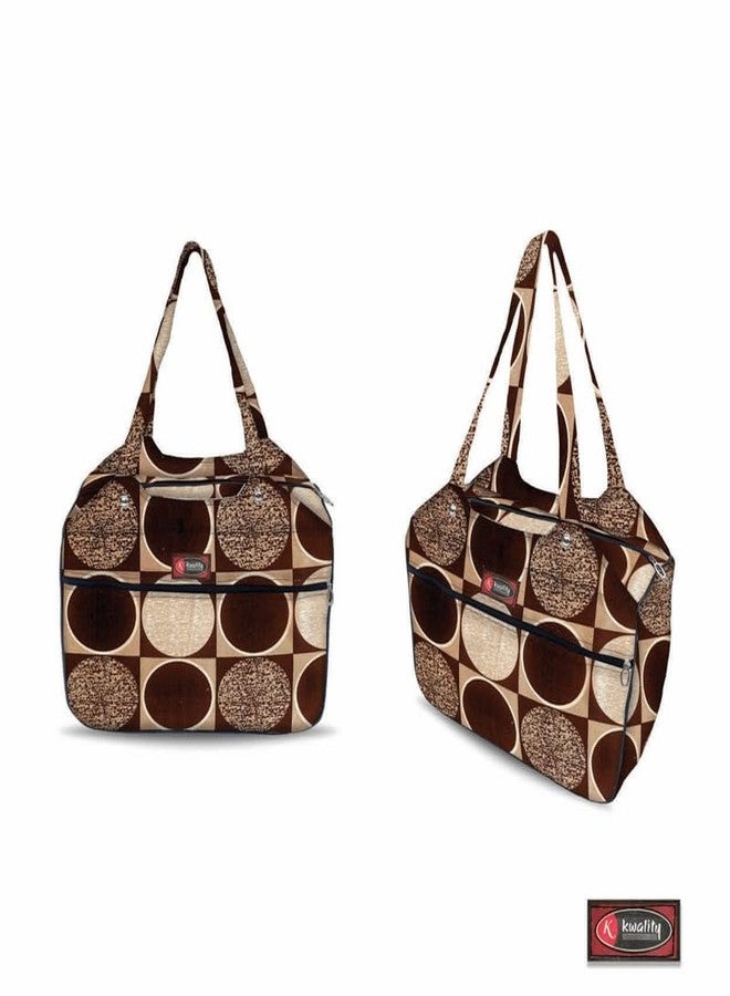 Temoli Handbag or Travel Bag for carrying things or also used as a office bag or college bag,Circle & Coffee,1 Pcs - Image 4